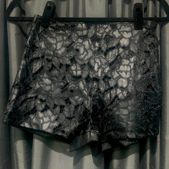 Bebe Faux Leather with Lace Short